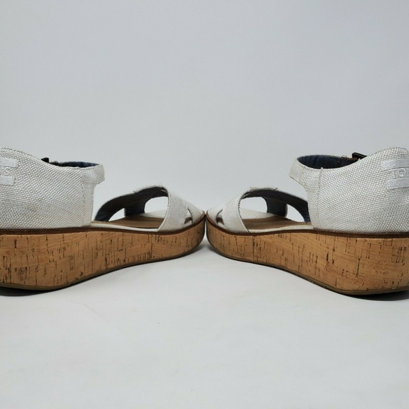 TOMS Harper Canvas Open Toe Platform Wedge - Picture 5 of 8